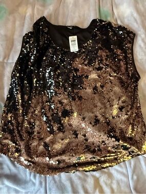 torrid Black and Gold Sequin Tank Top